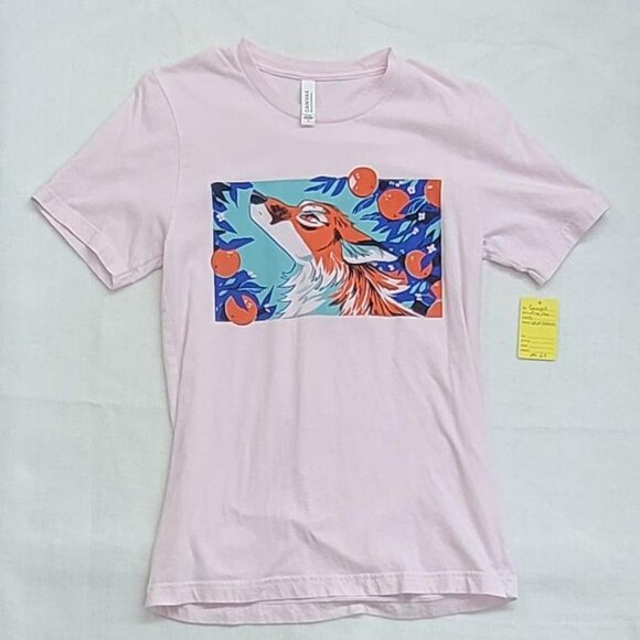 Pink Fox Graphic Tee Sz S– Lightweight Cotton Blend - Picture 2 of 4